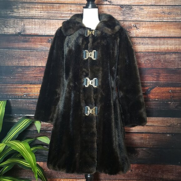 Grandella Styled By Fairmoor Jackets & Blazers - Beautiful Vintage 60s Grandella US Made Faux Fur Coat Brown Lined Rare